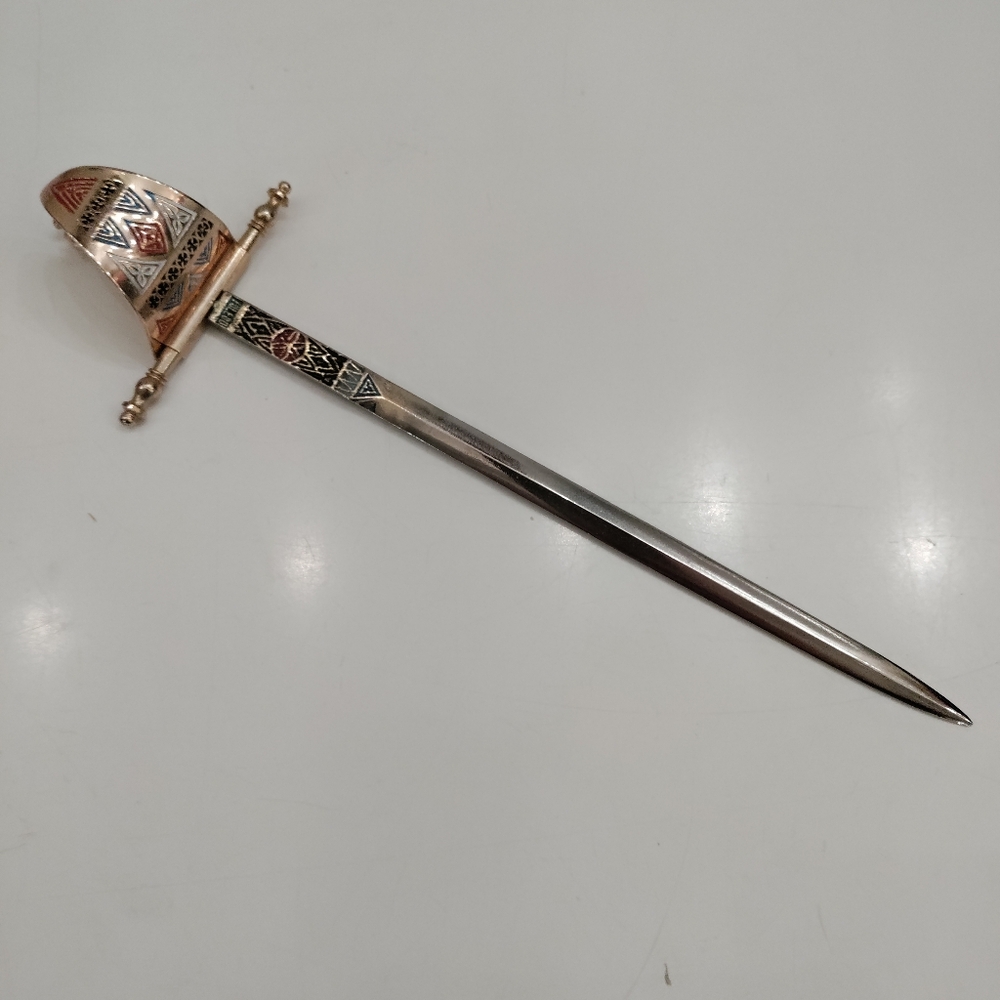Vintage Damascene Toledo Rapier Sword Letter Opener